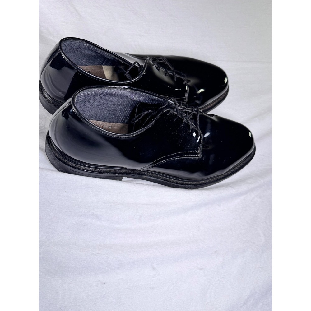 Black Patent Leather Military Style Oxford Dress Shoes‎ Vibram Sole Mens
